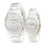 EMPORIO ARMANI阿玛尼陶瓷玫瑰金多功能计时石英情侣对表 情侣装手表腕表AR1416 AR1417