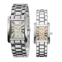 EMPORIO ARMANI阿玛尼优雅香槟金方形石英情侣对表 钢带情侣手表腕表AR0172-AR0176