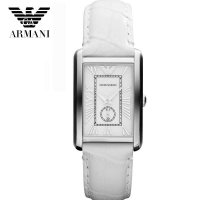 阿玛尼（ARMANI）手表 白色罗马刻度复古方型石英女士腕表表 AR1672 AR1673