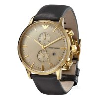 Emporio Armani 安普里奥·阿玛尼 男士时尚双眼皮带商务石英表 AR0386