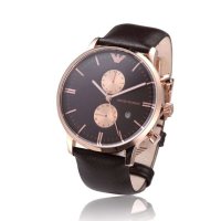 Emporio Armani 安普里奥·阿玛尼 男士商务休闲棕色多功能皮带石英表 AR0387