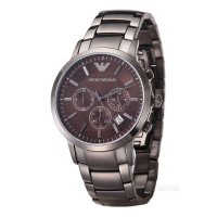 Emporio Armani 安普里奥·阿玛尼 男士商务休闲褐色经典三眼多功能钢带石英表 AR2454