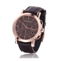 Burberry 博柏利 男士英伦棕色格纹皮带石英表 BU1863