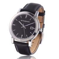 Burberry 博柏利 男士复古简约黑色皮带商务石英表 BU9009