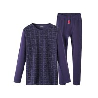 红妮秋冬莱卡弹力棉时尚印花外穿男士保暖内衣秋衣秋裤套装套服