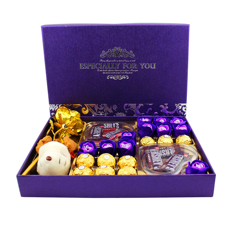 费列罗好时巧克力混合玫瑰礼盒七夕情人节表白礼物生日礼盒