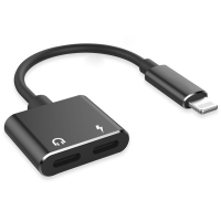 颖果 苹果iPhone8/7/x/xs/xr/xsmax耳机转接头线 双lightning充电听歌可通话语音二合一转换器