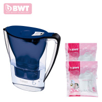 德国BWT倍世净水软水 德国原装进口 2.7L 家用滤水壶过滤净水壶净水杯 2.7升优雅蓝一壶三芯