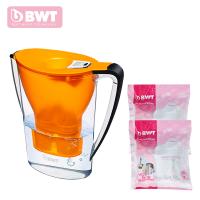 德国BWT倍世 德国原装进口 2.7L 家用滤水壶过滤净水壶净水杯 2.7升橙色一壶三芯