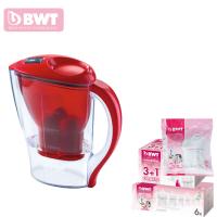 倍世（BWT）德国滤水壶家用直饮过滤器 2.5升 净水壶 红色 阻垢款2.5L一壶12芯