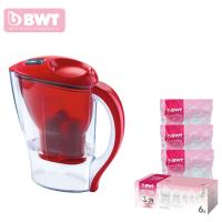 倍世（BWT）德国滤水壶家用直饮过滤器 2.5升 净水壶 红色 阻垢款2.5L一壶9芯