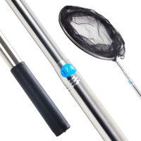 凌云 1.7米不锈钢单杆黑色不锈钢抄网头捞鱼鱼网可定位