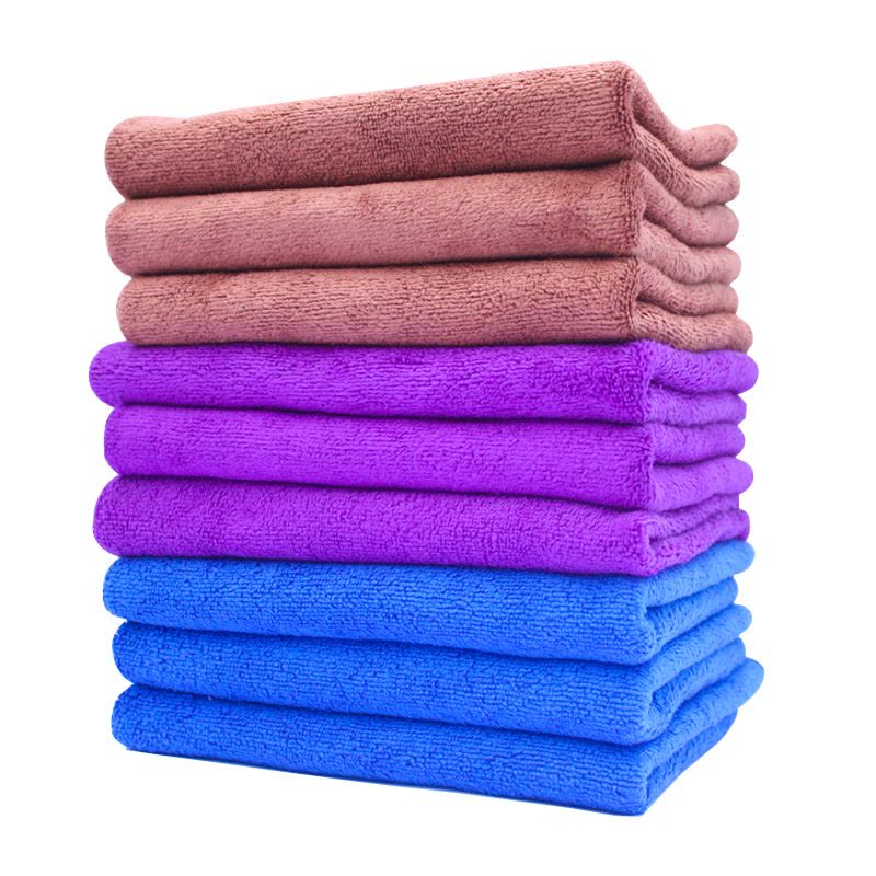 好欢洗纤维抹布清洁毛巾素色毛巾擦玻璃清洁布68*29cm大尺寸10条实惠装颜色随机发图片
