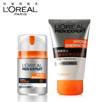 L'oreal 欧莱雅男士劲能醒肤露8重功效+男士深层净化洁面膏 男士套装 潮妆8重功效清洁