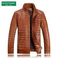 逸纯印品（EASZin）2014冬装新款 男款羽绒棉服男PU皮 男士棉衣 立领棉袄潮外套