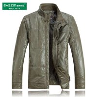 逸纯印品（EASZin）男装新款棉皮袄冬装外套 立领加厚皮棉服 韩版PU皮冬装男士皮棉衣