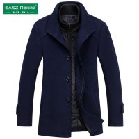 逸纯印品（EASZIN）2015春秋新款羊毛大衣商务休闲单排扣羊毛呢子羊绒大 男西服领中长款外套