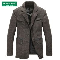 逸纯（EASZIN）2014新款秋装西服 厚款羊绒西服外套时尚西装领羊绒外套男