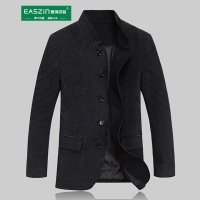 逸纯（EASZin)羊毛大衣 潮流男士单排扣 中长款 羊毛呢子大衣 男羊绒大衣