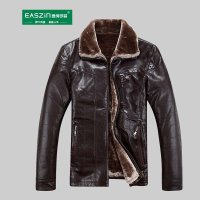 逸纯印品(EASZIN) 经典商务休闲男式皮衣 男士皮衣夹克 中老年男装皮毛一体大衣