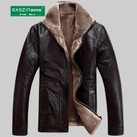 逸纯印品（EASZIN)男式皮毛一体皮衣纤维人造羊羔绒皮毛一体皮大衣外套 经典商务休闲款皮夹克衫大衣