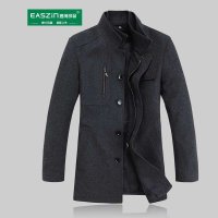 逸纯印品 (EASZIN) 男式毛呢大衣 中老年羊毛大衣个性可卸马甲保暖中长款男士 羊毛大衣