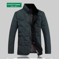 逸纯印品（EASZIN） 男式羽绒服 男士立领羽绒服外套 可拆卸狐狸毛领 高档白领外套潮
