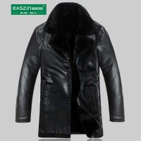 逸纯印品 (EASZIN) 2014秋冬男式皮毛一体皮大衣 男士人造羊羔绒中长款西装领皮大衣外套