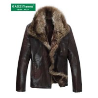 逸纯印品（EASZIN）2015新款大毛领皮毛一体男士皮大衣皮草短款加厚保暖皮装外套