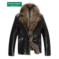 逸纯印品（EASZIN)2015秋冬大毛领 男士皮毛一体皮衣男装翻领中长保暖男皮草皮大衣皮衣外套