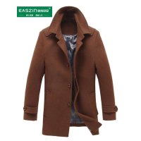 逸纯印品 (EASZIN) 2014秋冬新款毛呢大衣男双层领羊毛呢外套男中长款大码中年外套男装