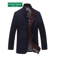 逸纯印品 (EASZIN)2014秋冬季新款男士毛呢大衣外套中长款中年羊绒大衣修身立领呢子大衣男装