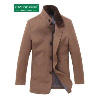 逸纯印品 (EASZIN) 男士中长款风衣冬季羊毛呢子大衣男士翻领加厚英伦青年外套狐狸毛领毛呢大衣