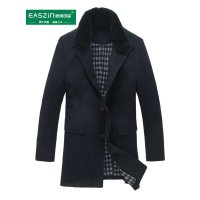 逸纯（EASZIN）2014新款秋冬呢子大衣男韩版中长款毛呢大衣修身英伦呢外套带毛领