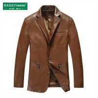 逸纯印品（EASZin）2015春秋新款男士皮衣西服 简约帅气时尚年轻休闲西服皮衣外套潮