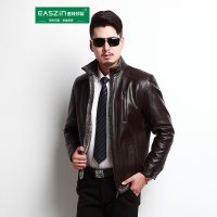 逸纯印品(EASZin)男装皮衣皮毛一体皮衣加绒皮衣男短款立领男士皮夹克加厚皮外套
