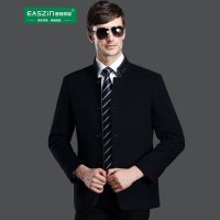 逸纯印品（EASZin）男士羊毛大衣 2015秋冬新款简约立领修身商务休闲常规款羊毛大衣外套男