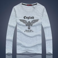 逸纯印品(EASZin) 2015年秋季新款中青年男士翅膀印花长袖t恤圆领纯棉修身宽松男装薄款打底衫秋衣