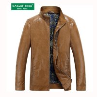 逸纯印品(EASZin)新款立领男士皮衣机车款皮夹克男外套修身短款水洗皮皮衣男