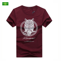 逸纯印品（EASZin）男士短袖T恤 2016夏季新款韩版短袖T恤卡通动物猫头鹰印花男士大码加肥T恤衫潮男