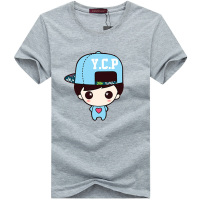 逸纯印品（EASZin）男士短袖T恤 2016夏季新款韩版短袖T恤字母烫画人物YCP印花男士大码加肥T恤衫潮男