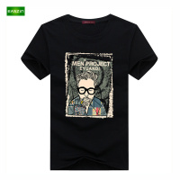 逸纯印品（EASZin）男士短袖T恤 2016夏季新款韩版短袖T恤卡通人物烫画可乐老头花男士大码加肥T恤衫潮男