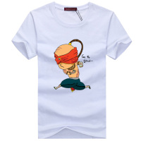 逸纯印品（EASZin）男士短袖T恤 2016夏季新款韩版短袖T恤卡通人物烫画盲僧花男士大码加肥T恤衫潮男