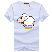 逸纯印品（EASZin）男士短袖T恤 2016夏季新款韩版短袖T恤卡通动物烫画绵羊花男士大码加肥T恤衫潮男
