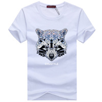 逸纯印品（EASZin）男士短袖T恤 2016夏季新款韩版短袖T恤卡通动物烫画钻石熊印花男士大码加肥T恤衫潮男