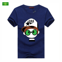 逸纯印品（EASZin）男士短袖T恤 2016夏季新款韩版短袖T恤卡通人物烫画眼睛小孩印花男士大码加肥T恤衫潮男