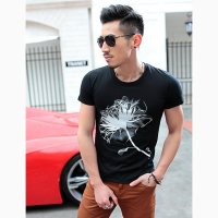 EASZin 夏装男士短袖T恤韩版修身上衣 圆领男士百搭休闲短袖