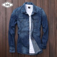 角斗士男士加绒加厚牛仔衬衫长袖牛仔衬衣外套秋装韩版潮牛仔上衣