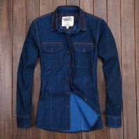 角斗士男士牛仔衬衫修身长袖牛仔衬衣 日系复古牛仔衣外套夹克衫