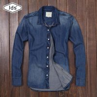 角斗士2014潮青年长袖印花牛仔衬衫 韩版男士牛仔衣外套牛仔衬衣